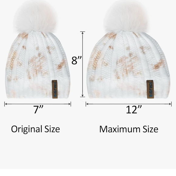 New in package 3 pack of Chenille toques with fur pompon top - lined - Picture 2 of 9